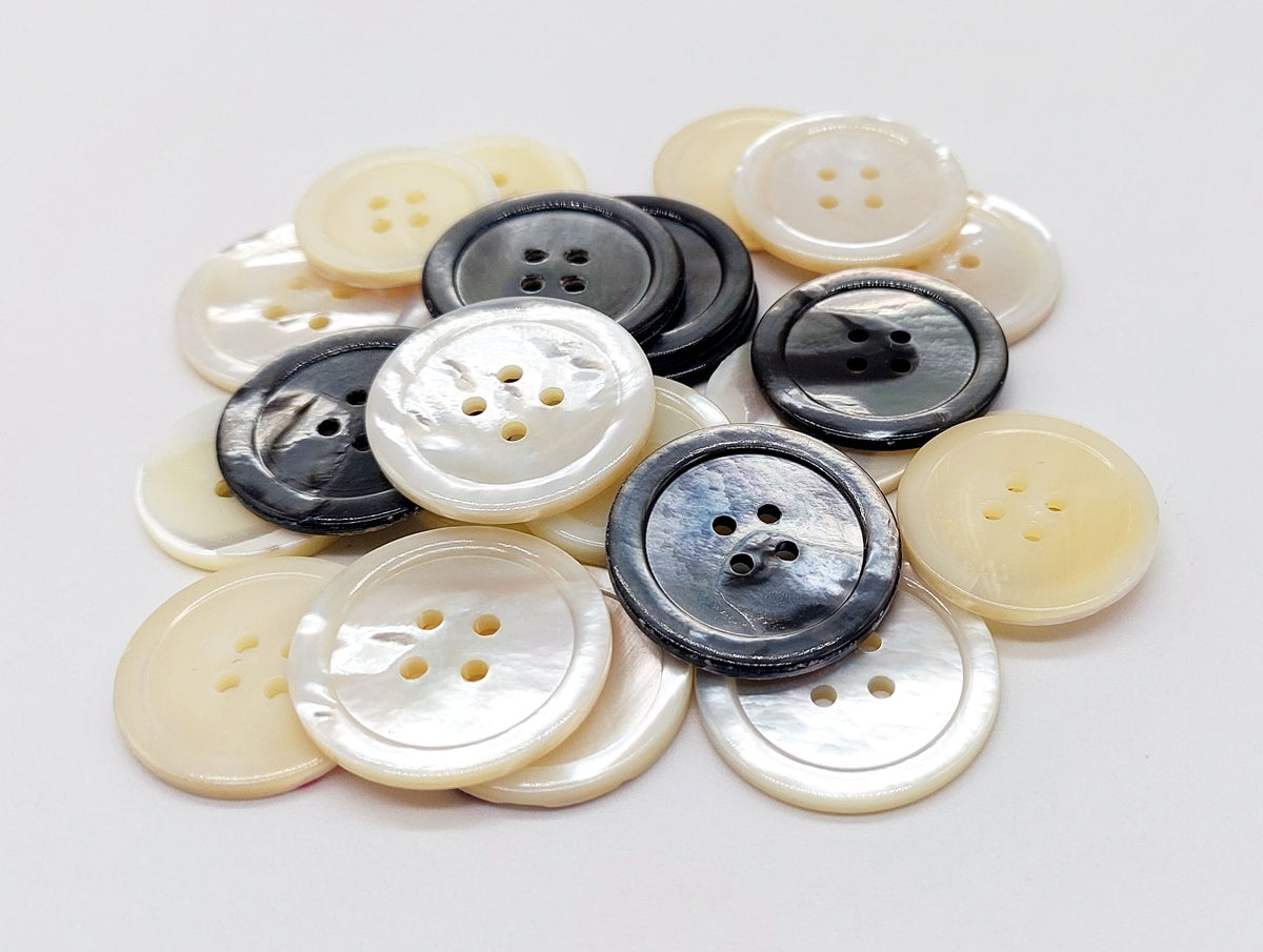 Vintage Set of Four 40mm Natural Mother of Pearl Buttons. 