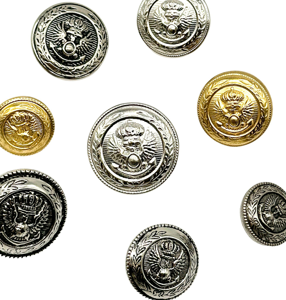 Button Crest Metal Clothing Buttons | 300+ Vintage Metal Button Sets – Sterling Buttons