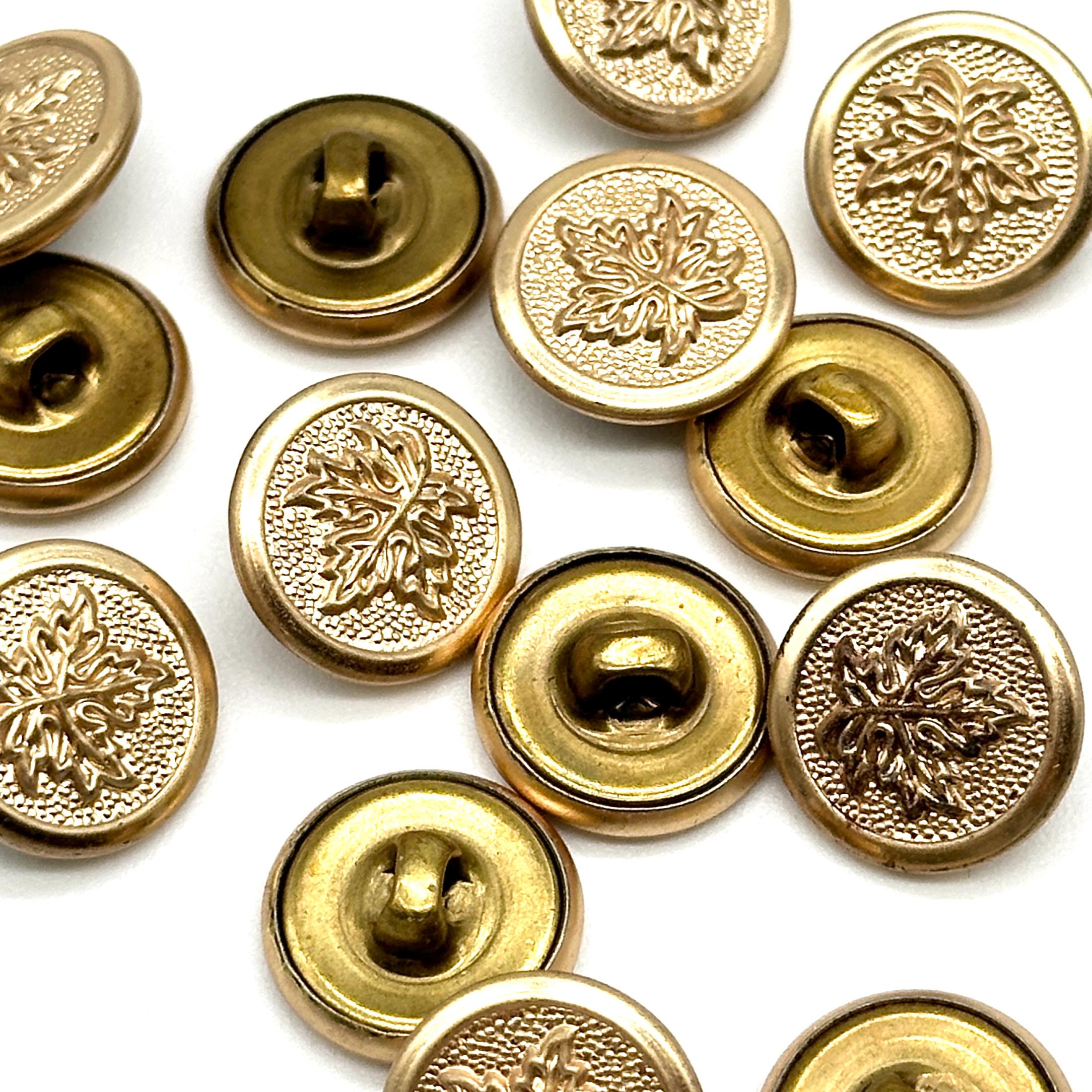 Silver Neck Button 12 Pcs Vintage Maple Leaf Shank Buttons Gold & Antique Silver | Decora ...