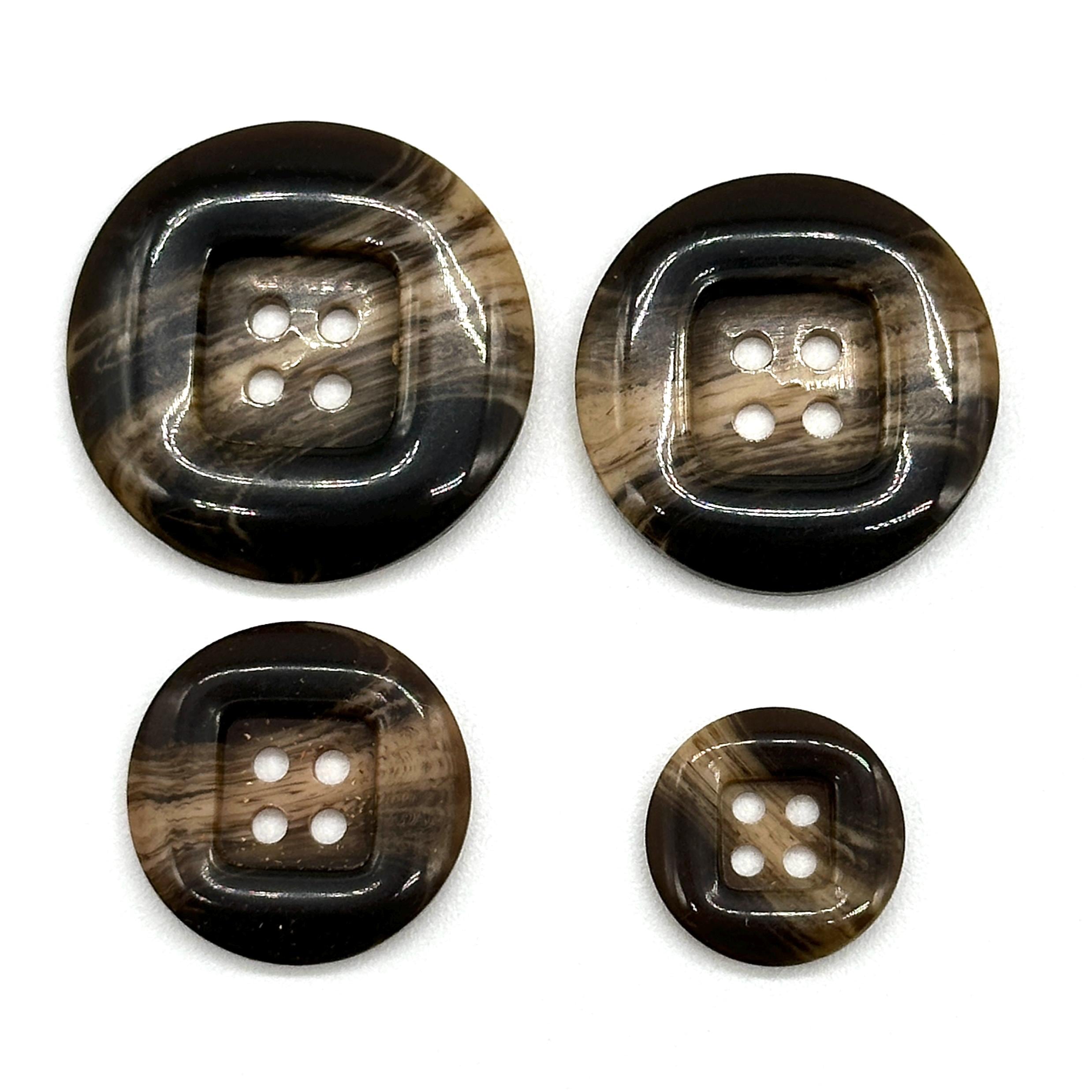 Square Button Cloth 12 Pcs Vintage Brown Square Pattern Four Hole Buttons in Assorted Size ...