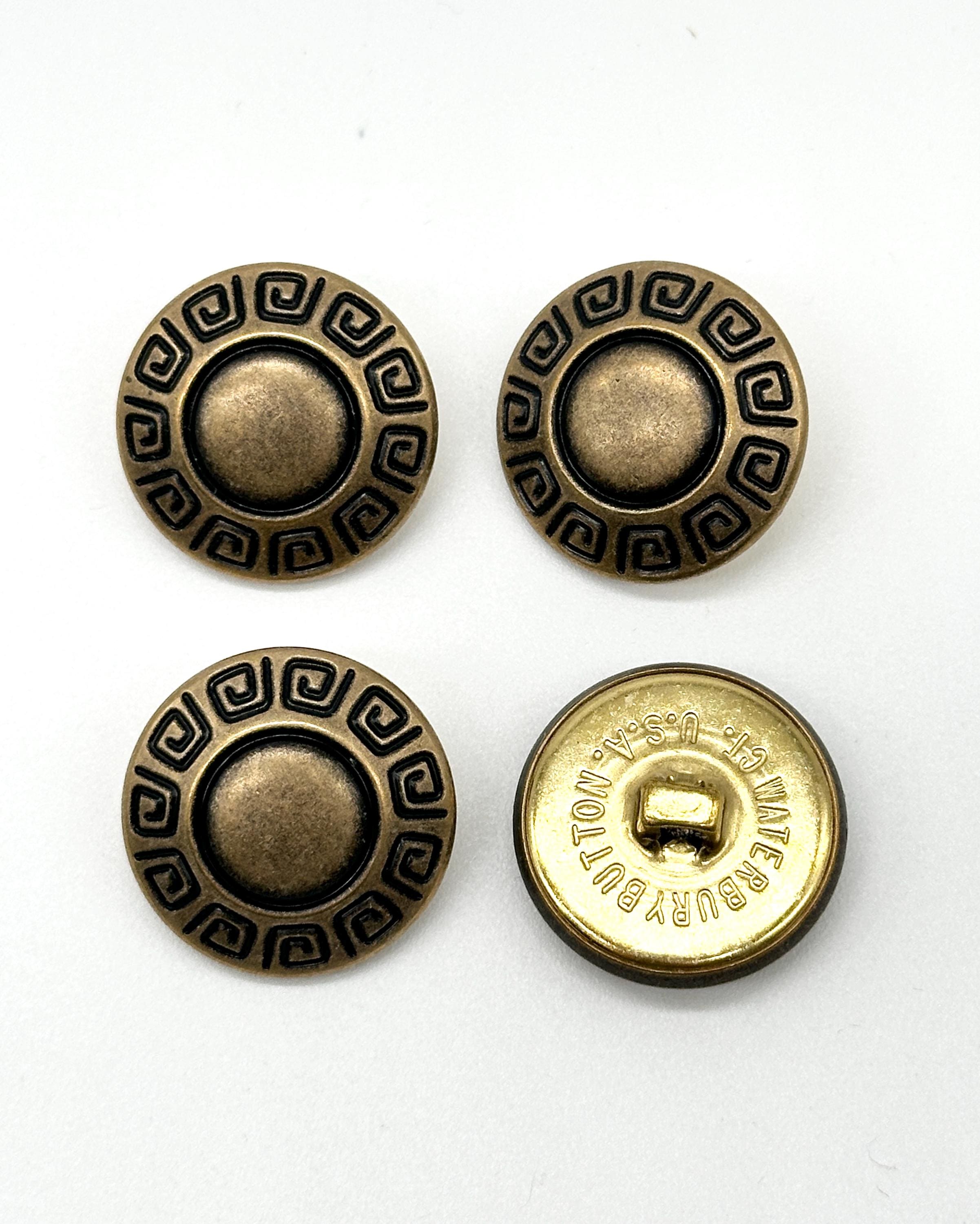 Greek Button 12 pcs Vintage Shank Clothing Buttons | Greek Style Antique Brass Meta ...
