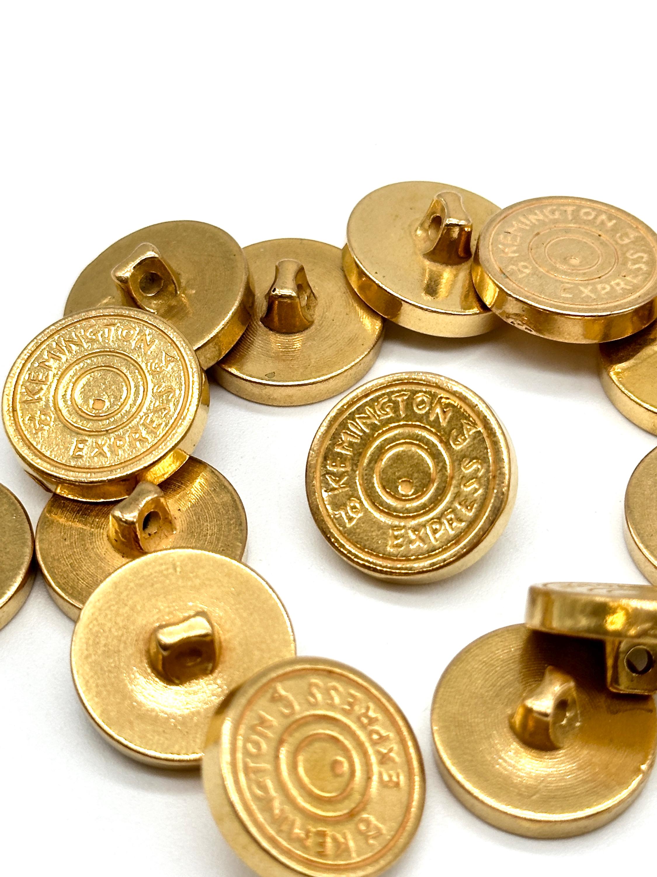 12 Pcs Vintage Gold Metal Shank Buttons | Kemington Express Bullet Des ...