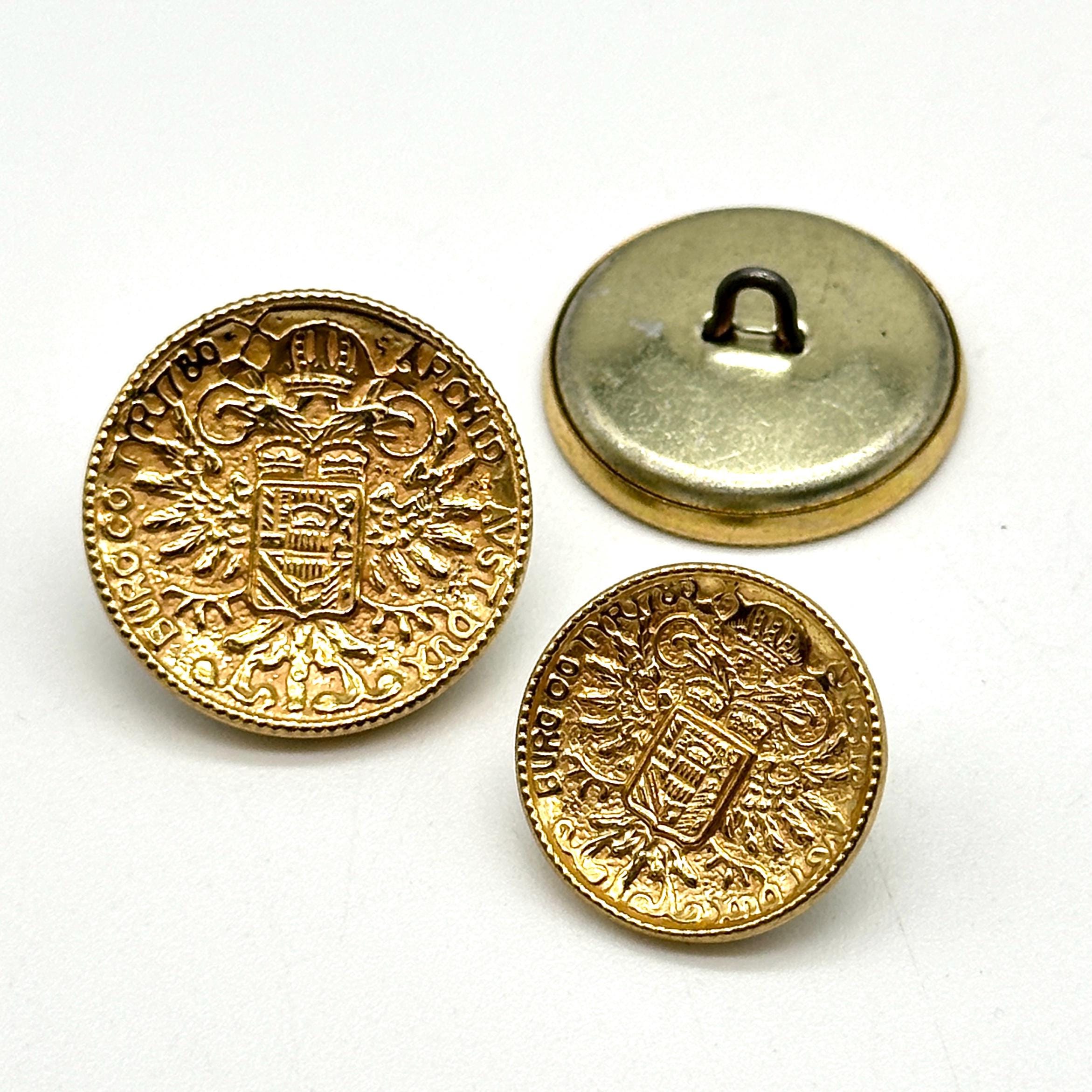 12 Pcs Vintage Coat of Arms Crest Shank Buttons | Gold Metal, 19mm & 2 ...