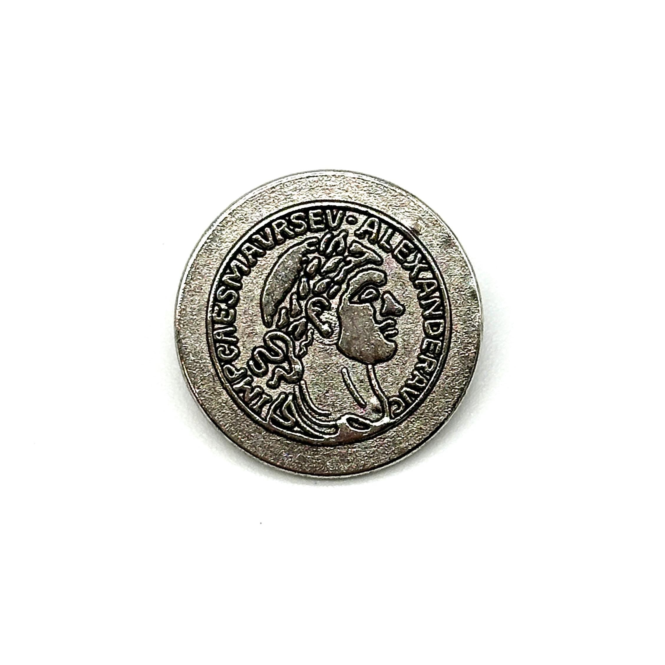 12 Pcs Vintage Alexander the Great Shank Buttons in Antique Silver or ...