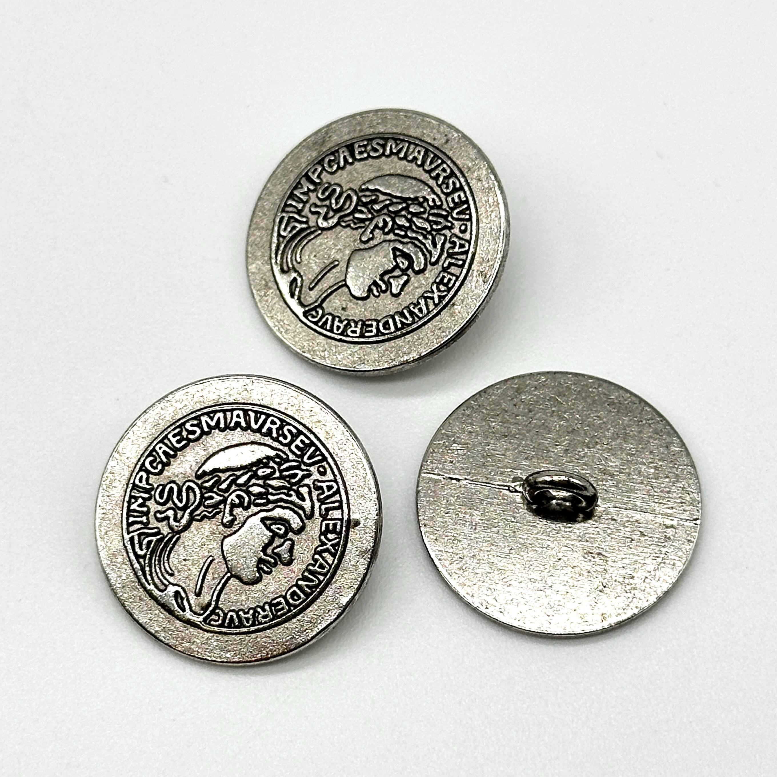 12 Pcs Vintage Alexander the Great Shank Buttons in Antique Silver or ...
