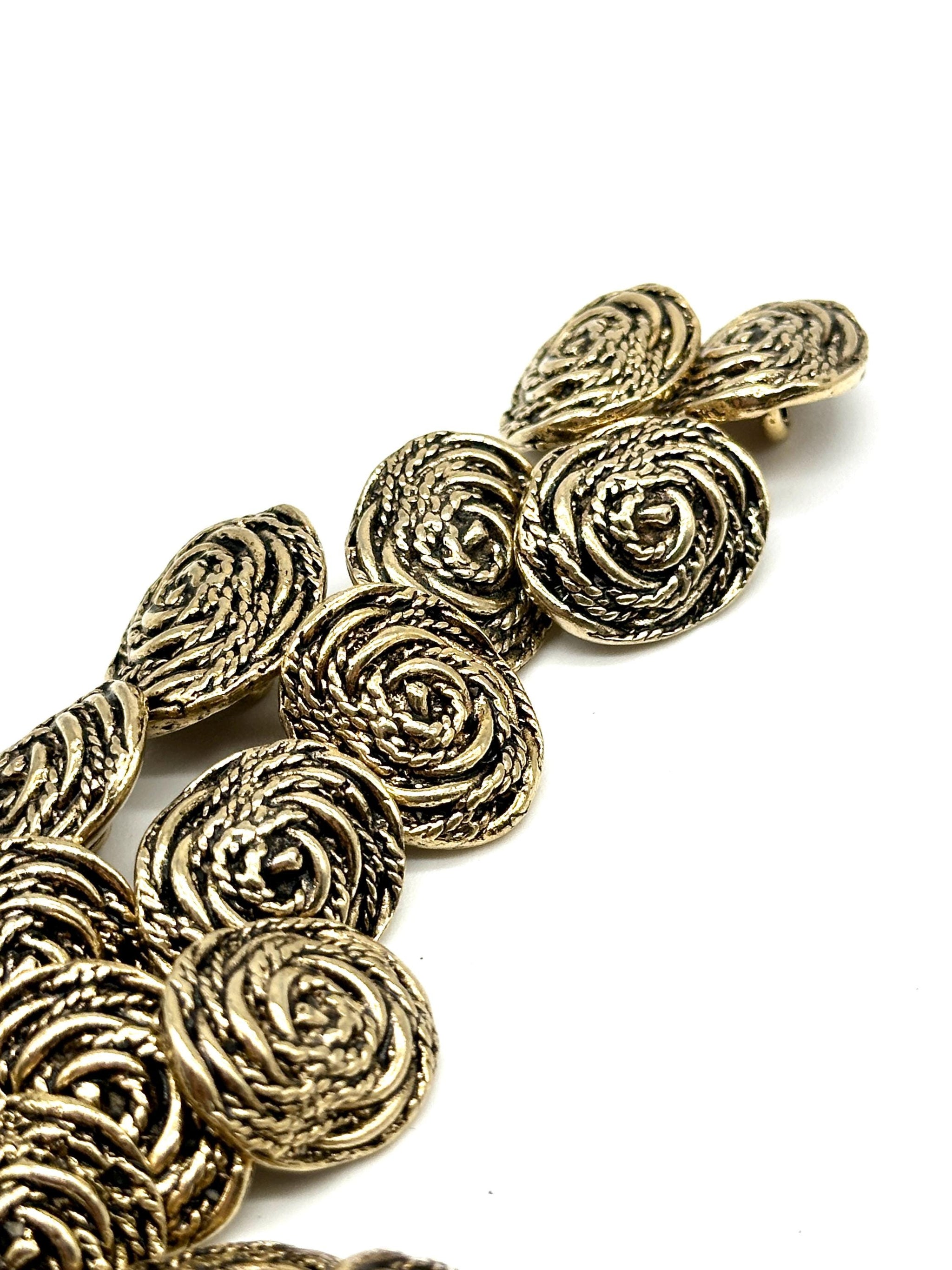 12 Pcs Vintage Spiral Weave Shank Buttons Antique Gold Oval Shape
