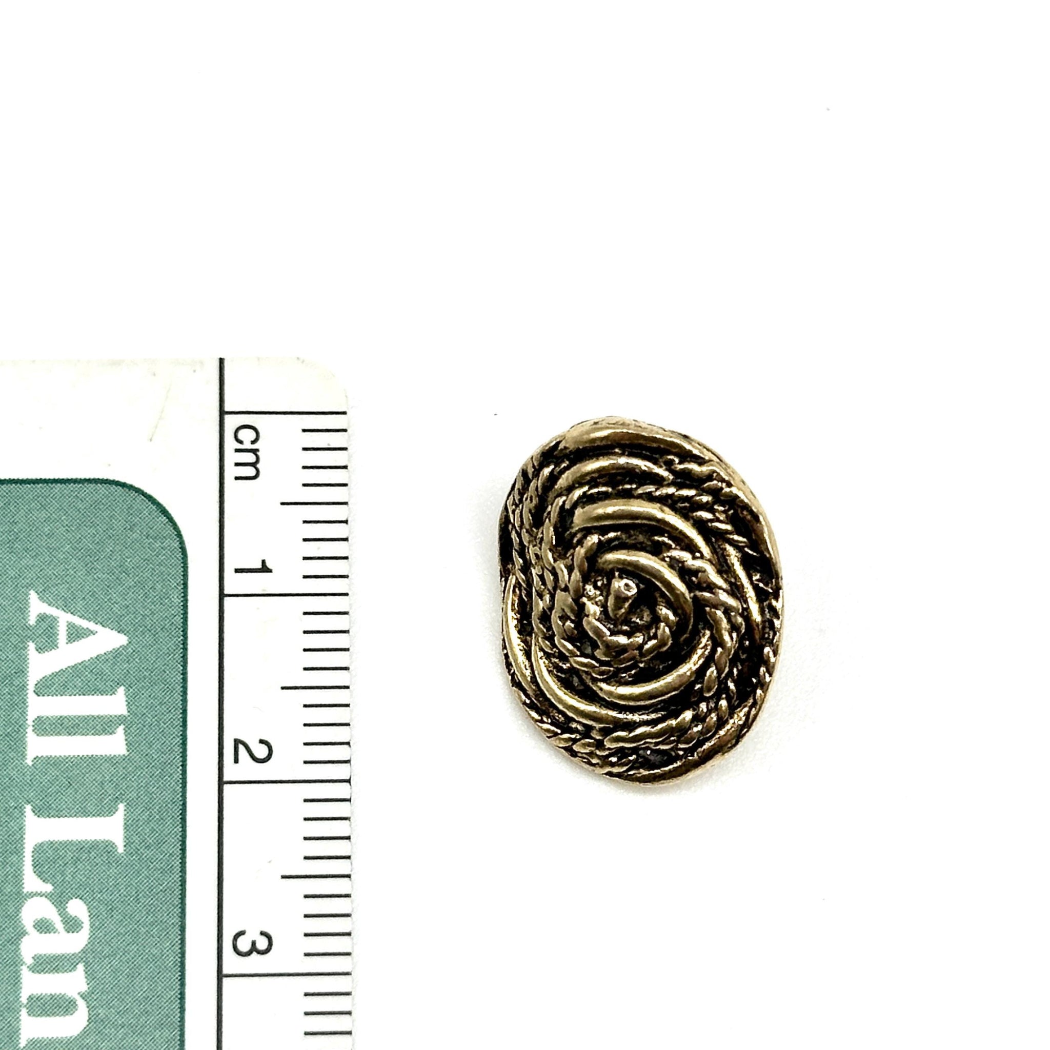 12 Pcs Vintage Spiral Weave Shank Buttons Antique Gold Oval Shape