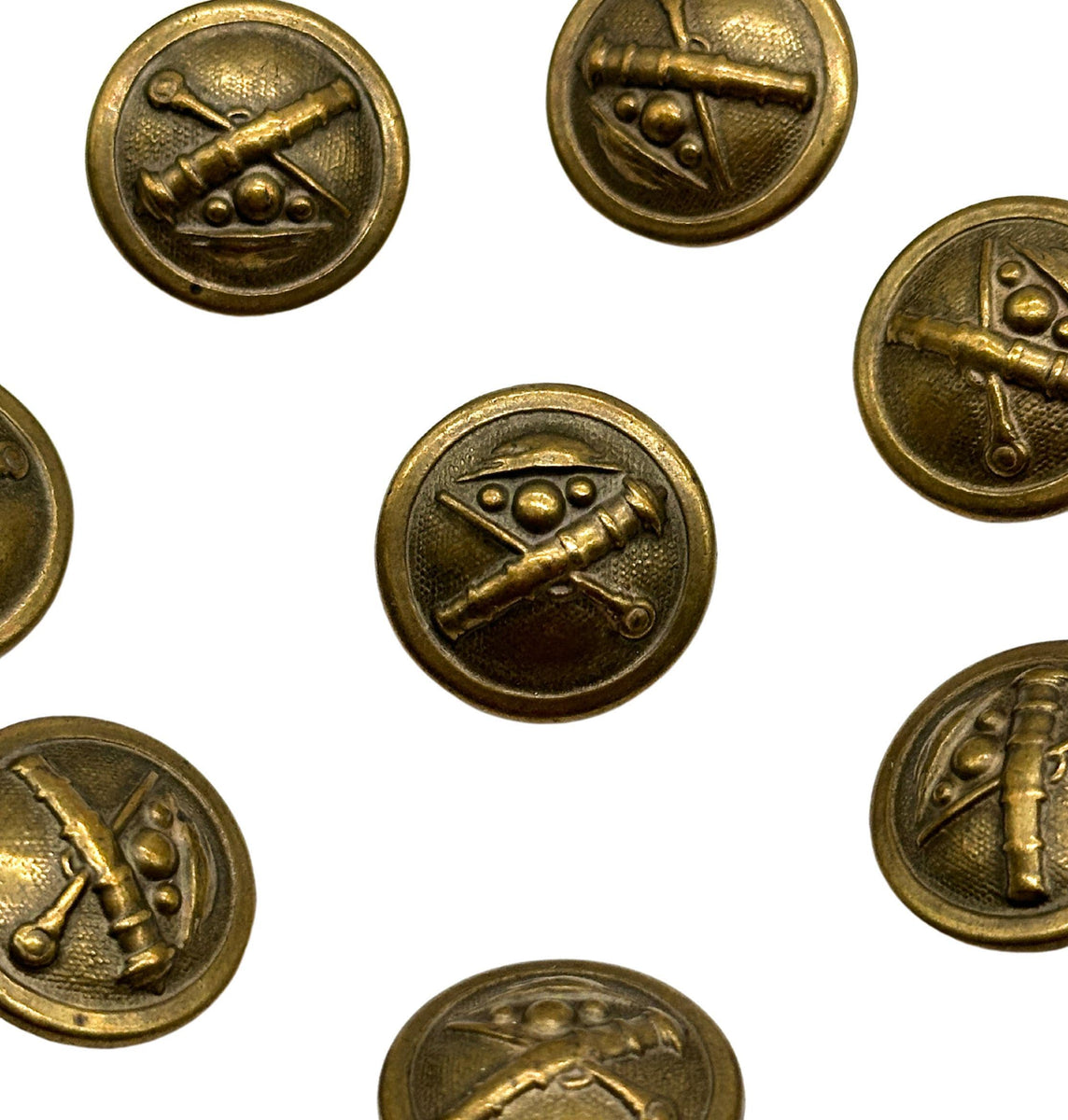 12 Pcs Saber Cavalry Sword Shank Buttons - Antique Brass, 80s Vintage ...