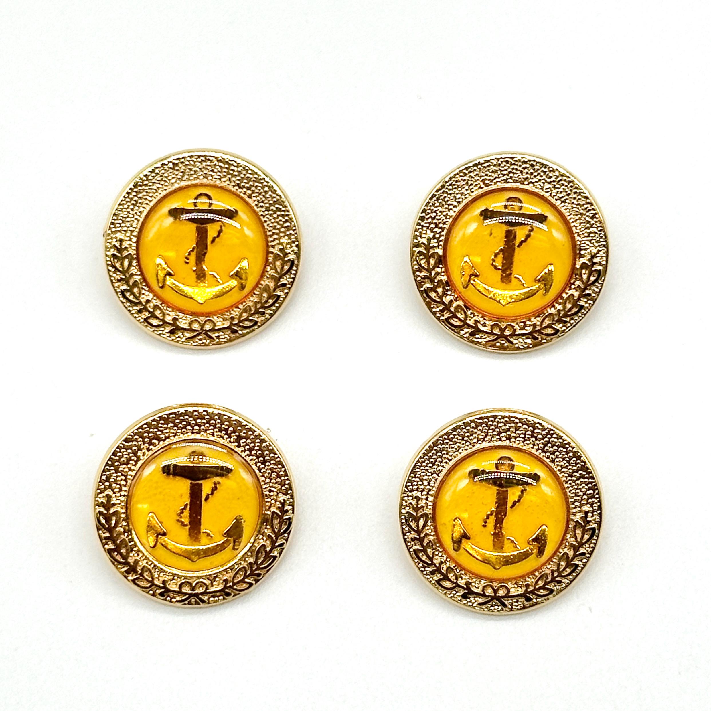 12 Pcs Vintage Anchor Shank Buttons - Heavy Metal Base, 3 Finishes