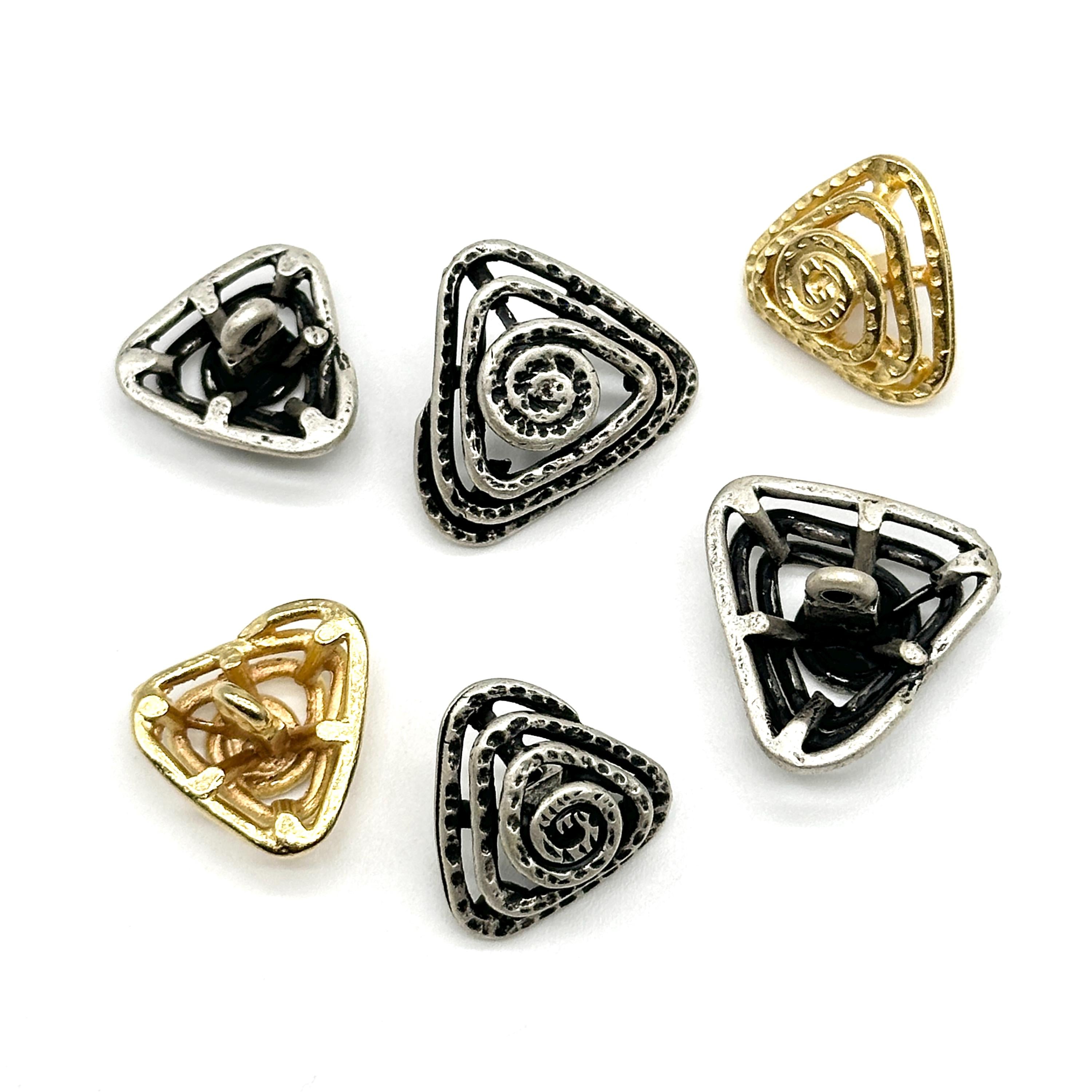 6 Pcs Triangle Vintage Shank Buttons - Metal Decorative Button, Multip ...