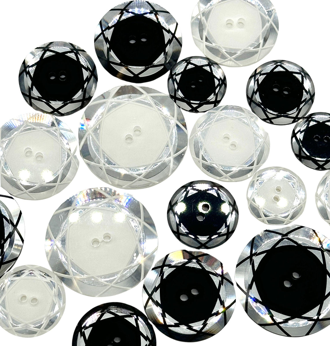 1 Dozen Vintage Mirror Buttons | 2-Hole with Art Deco Laser Design | S ...