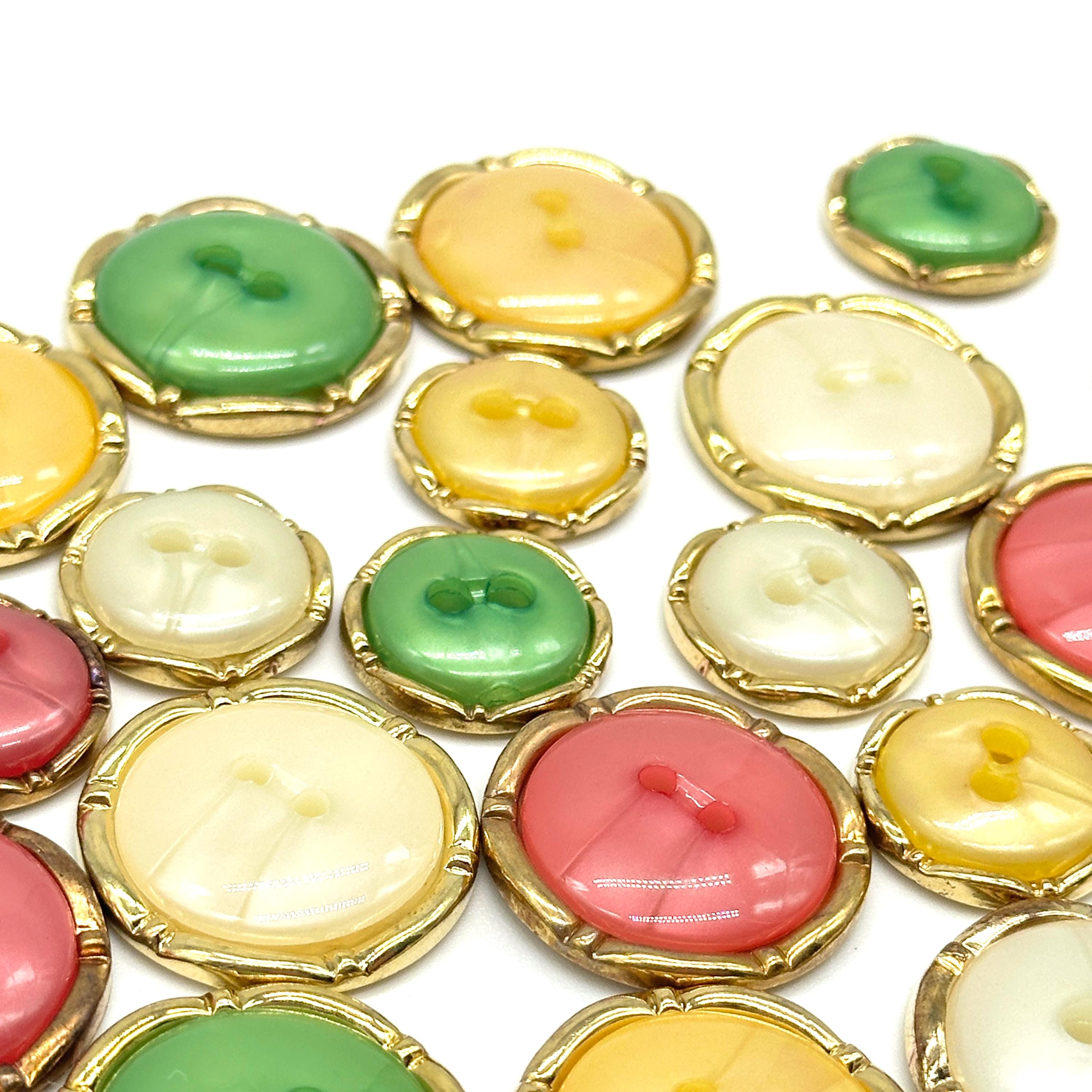Shank Button Gold Rim 12 Pcs Vintage Pearlized Metal Shank Buttons with Gold Plated Rim | An ...