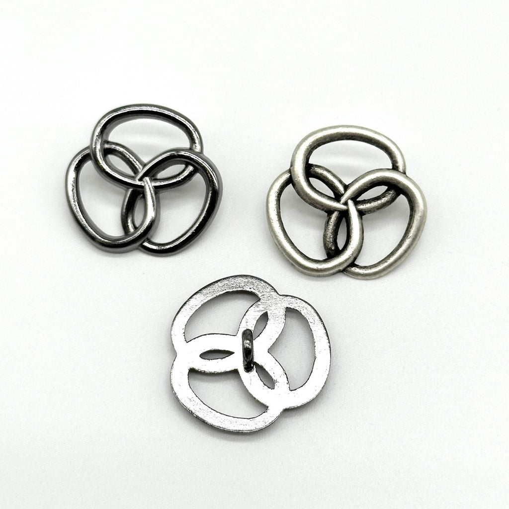12 Vintage 3 Interlocked Rings Knot Metal Shank Buttons - Crafting Sew ...