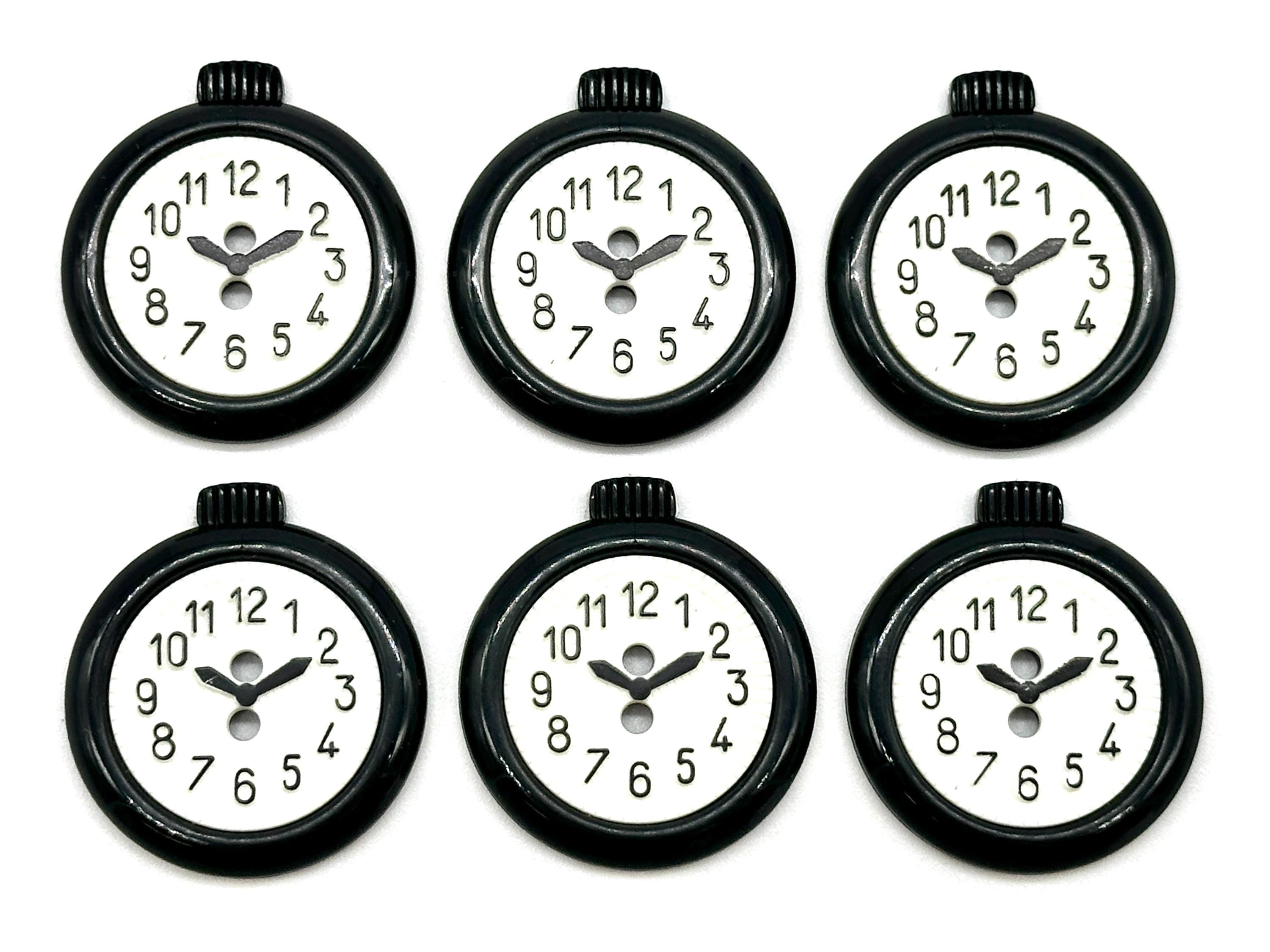 Clock Buttons Large 6 Pcs Vintage 2-Hole Clock Buttons | Black & White or Black Red | Deco ...