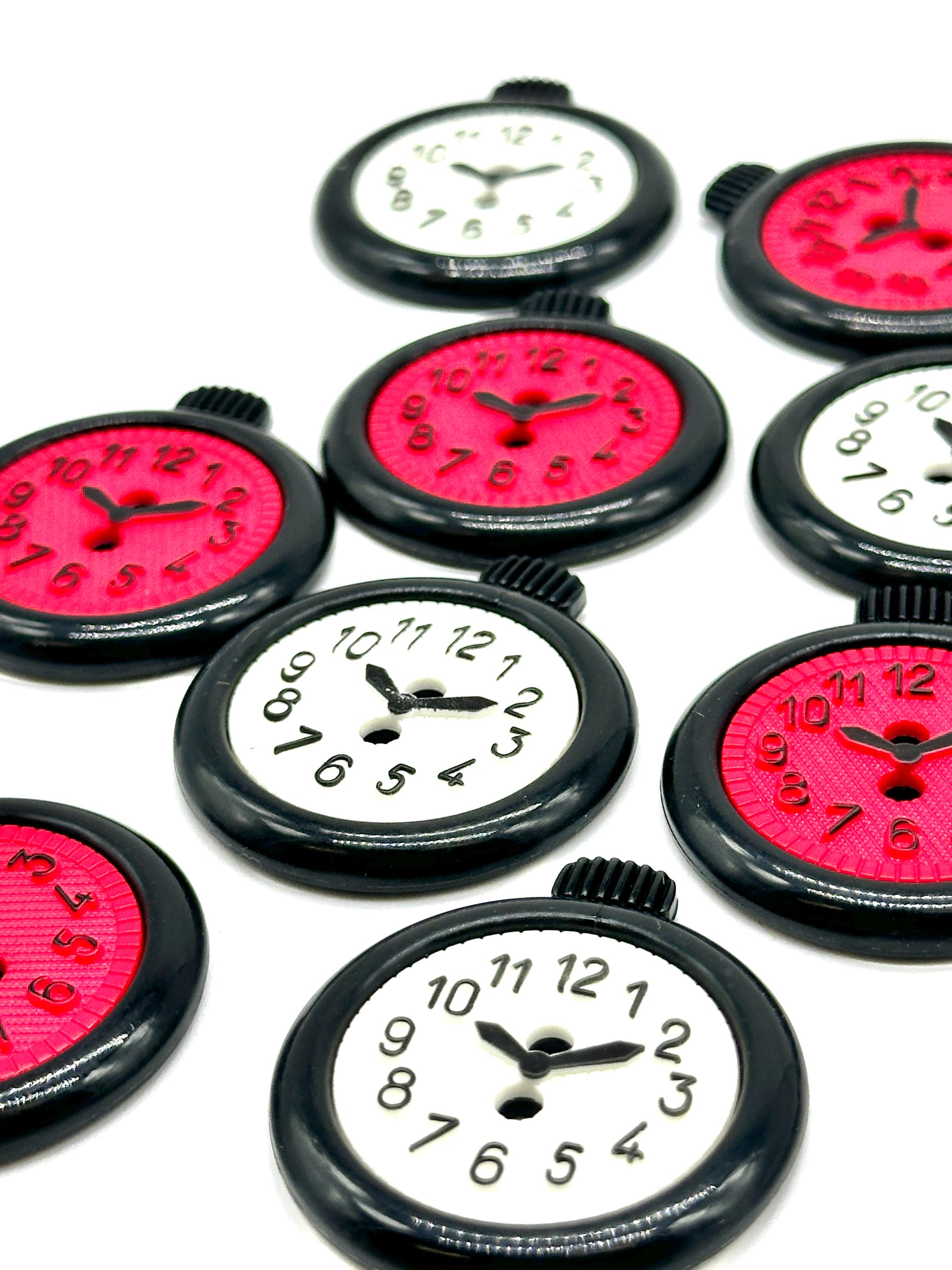Clock Buttons Large 6 Pcs Vintage 2-Hole Clock Buttons | Black & White or Black Red | Deco ...