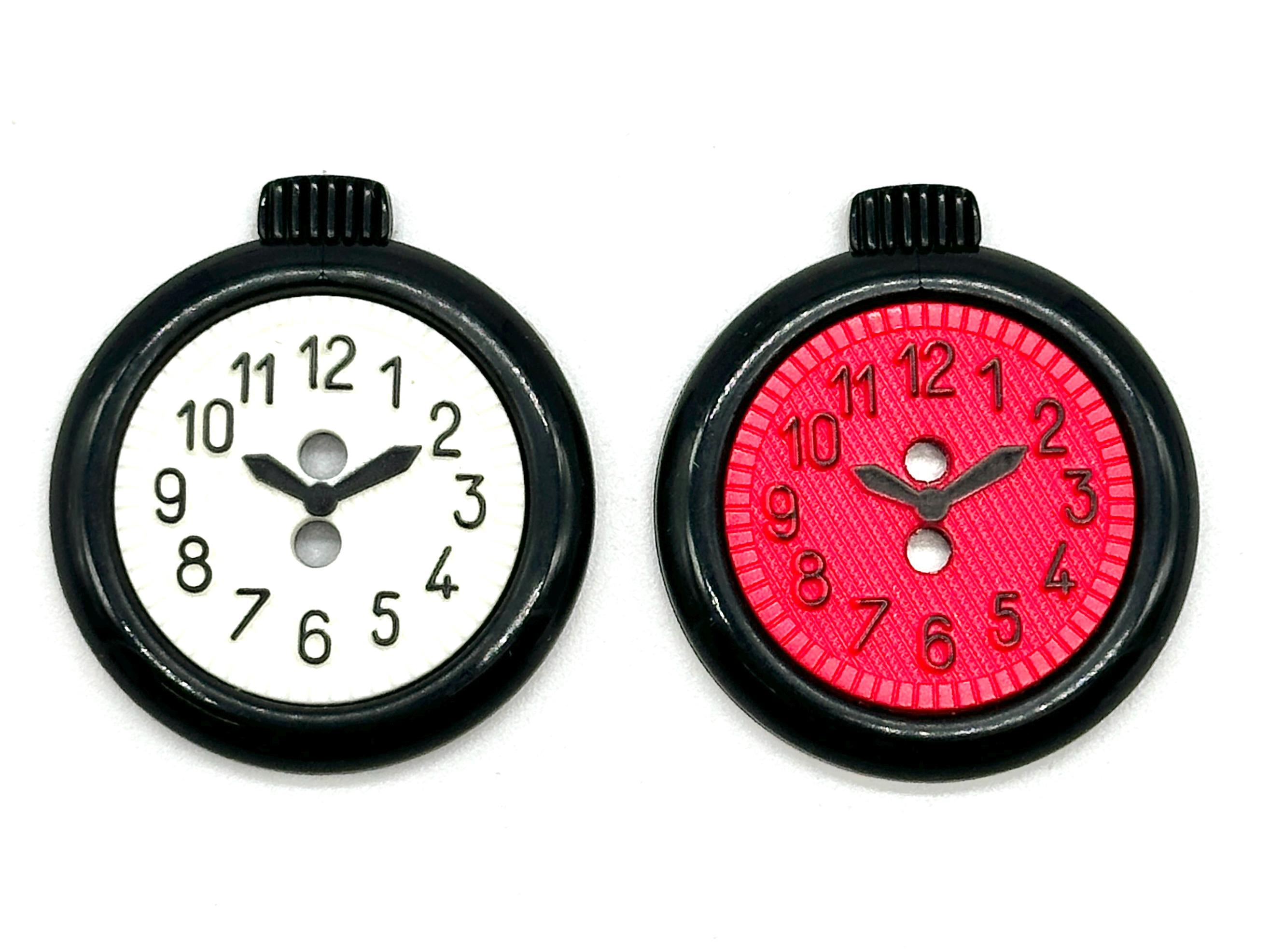 Clock Buttons Large 6 Pcs Vintage 2-Hole Clock Buttons | Black & White or Black Red | Deco ...