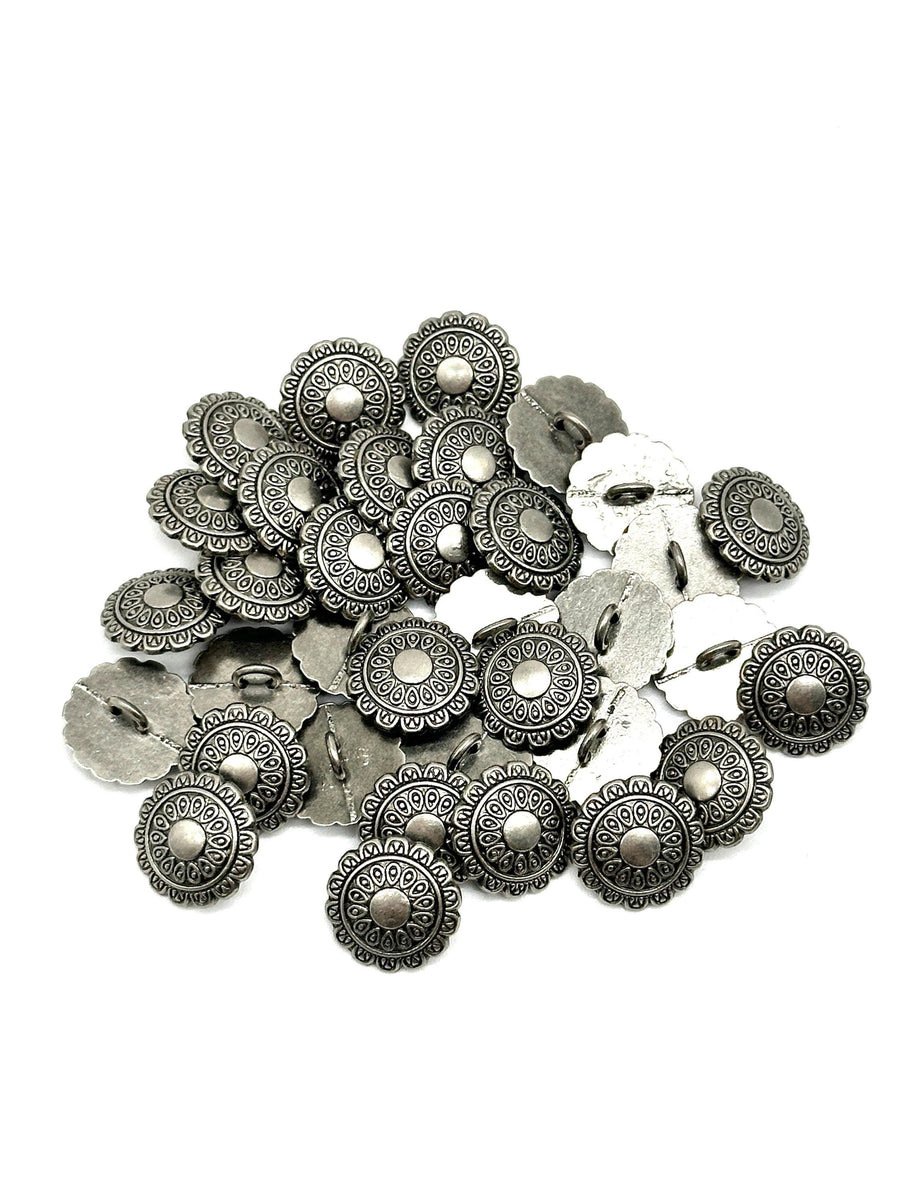 12 pcs Vintage Floral Jacket Buttons | Antique Silver Clothing Buttons ...